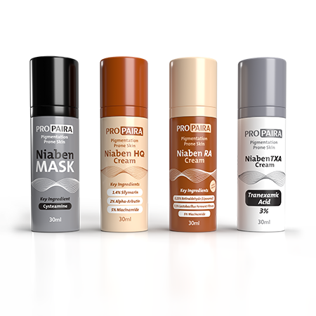 Niaben MASK 30ml & Niaben HQ Cream (Silymarin) 30ml & Niaben RA (Retinaldehyde) 30ml & Niaben TXA (Tranexamic Acid) for Hyper Pigmentation